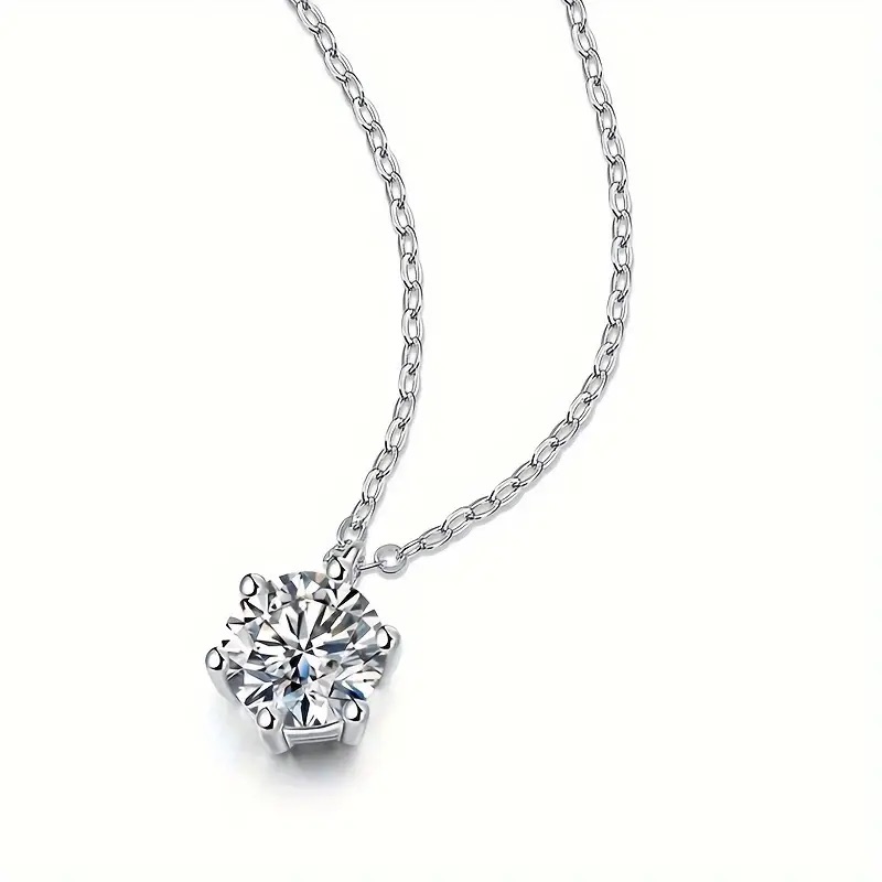 Certified 1 Ct Diamond Pennant Necklace Lab Created Moissanite Diamond